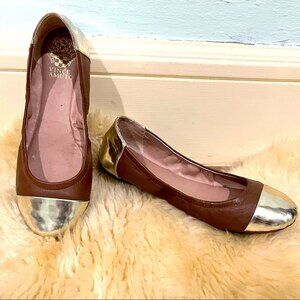Vince Camuto VC-Ernest Brown & Gold Patent Leather Ballet Flats Size 7